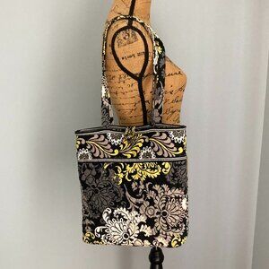 Vera Bradley Shoulder Bag Baroque Pattern Black Gray Yellow White
